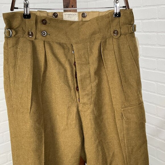 Carter Smith Co‎ Pants 11 Brown Cargo Wool Austrailian 1951 Military Deadstock - Picture 2 of 14